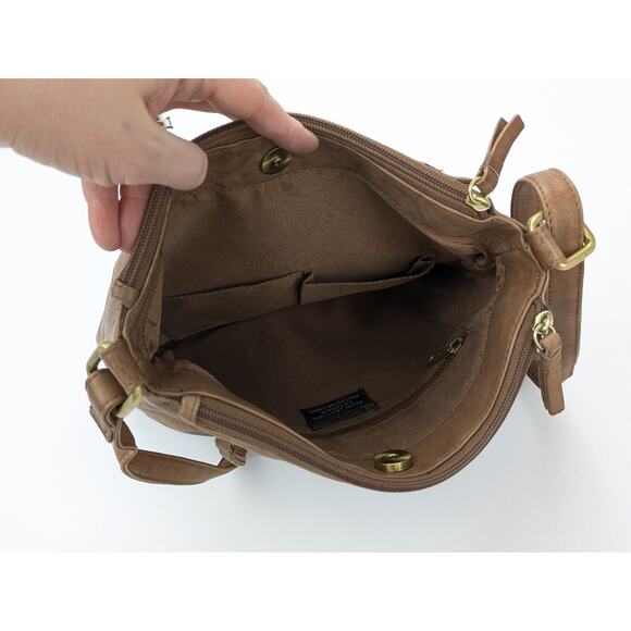 Great American Leatherworks Cute Brown Woven Crossbody Bag Genuine Leather Boho - Picture 5 of 6